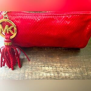 Micheal Kors Red snakeskin Suede Makeup 💄 Bag
